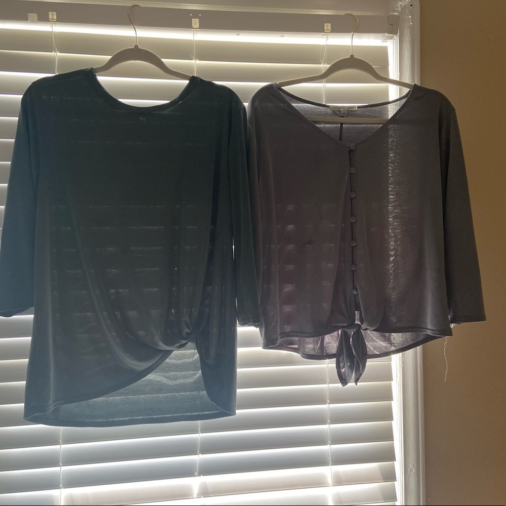 2 Green Envelope Blouses